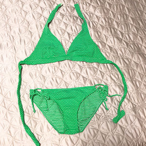 Kelly Green Polka-Dot Bikini, Size M